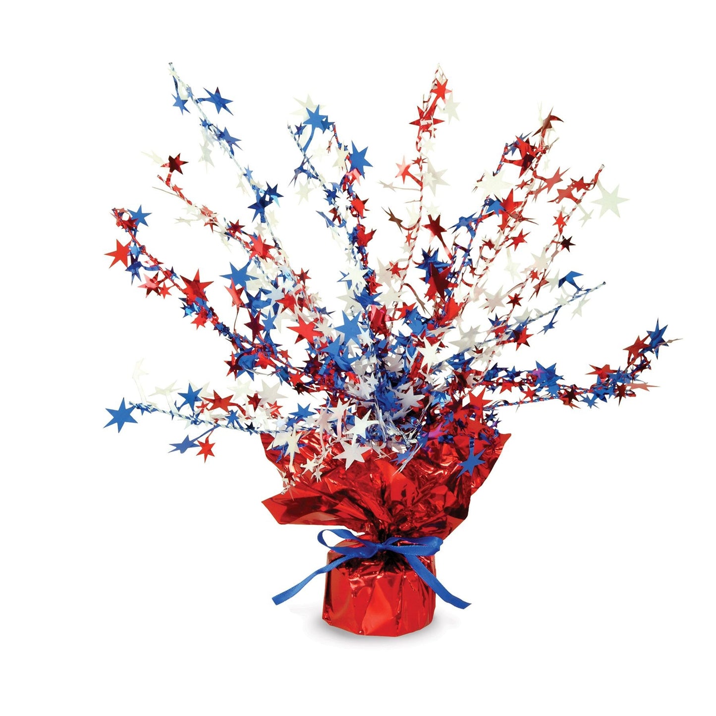 Patriotic Red White & Blue Gleam 'N Burst 15" Table Decoration