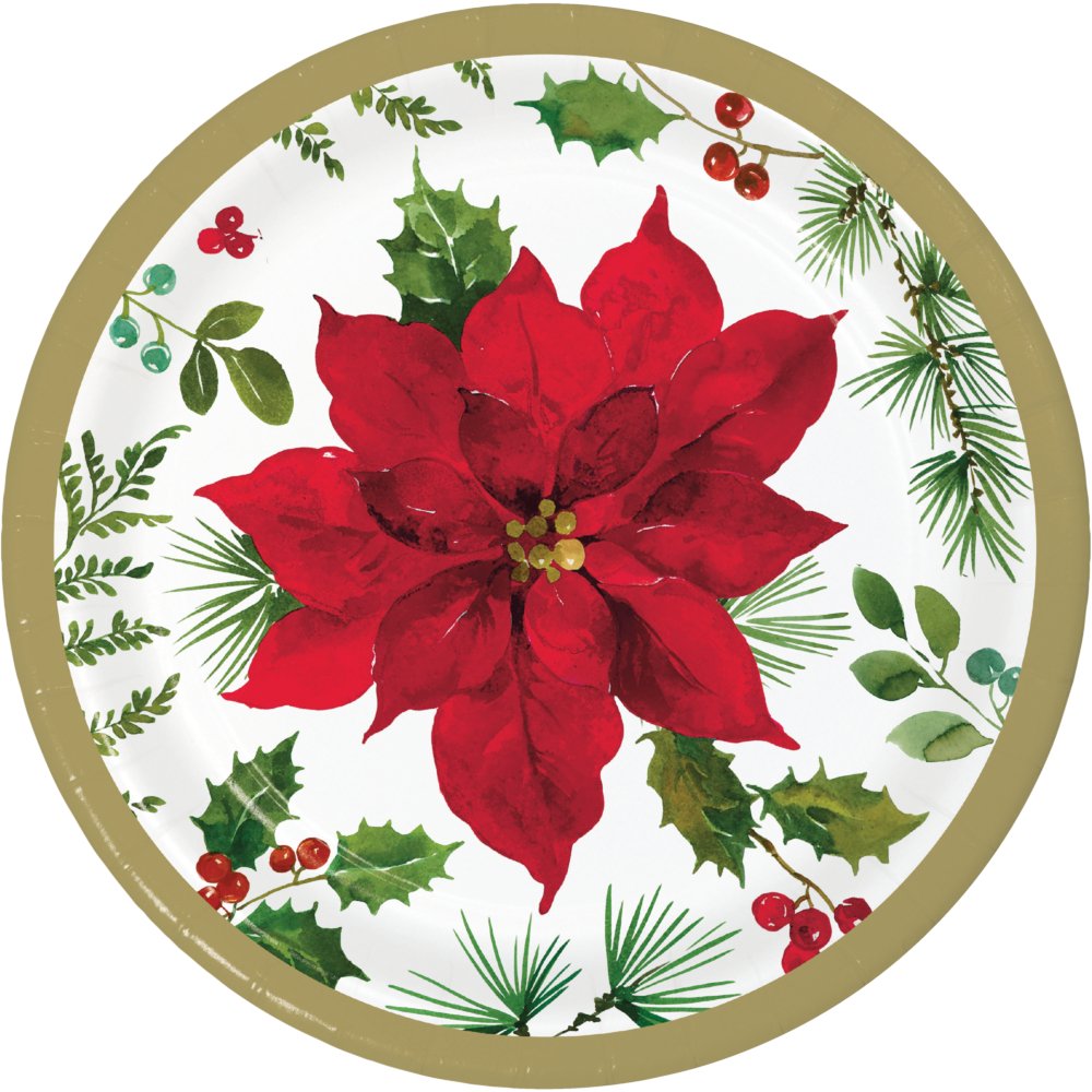 Posh Poinsettia Luncheon Plates - 8ct