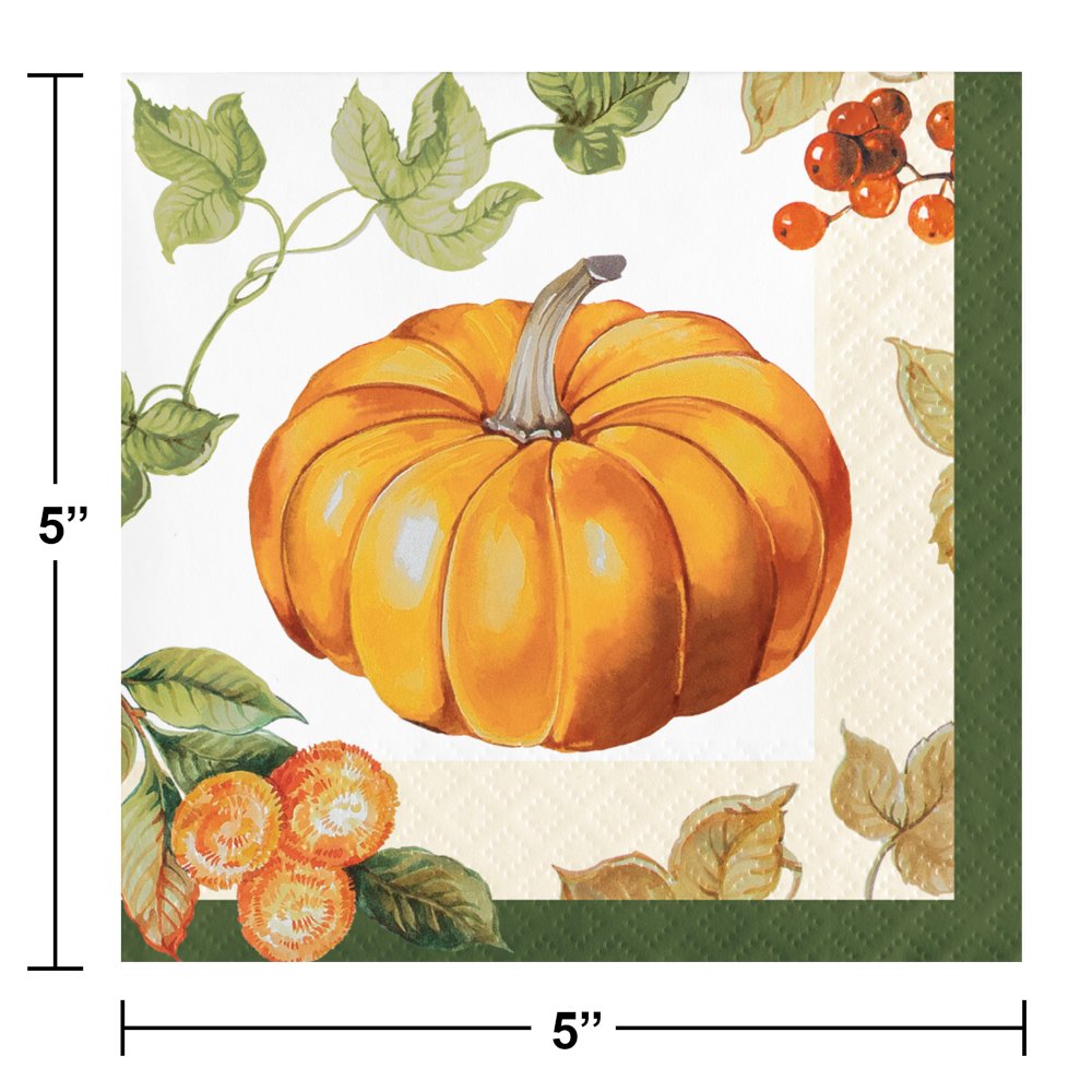 Pumpkin Harvest Beverage Napkins - 16ct