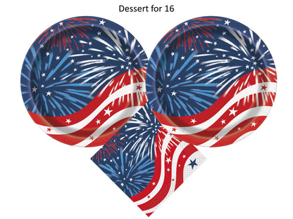 Patriotic Fireworks 4th of July Party Supplies Pack | Patriotic Fireworks Plates | Patriotic Fireworks Napkins | Patriotic Plates | Patriotic Napkins