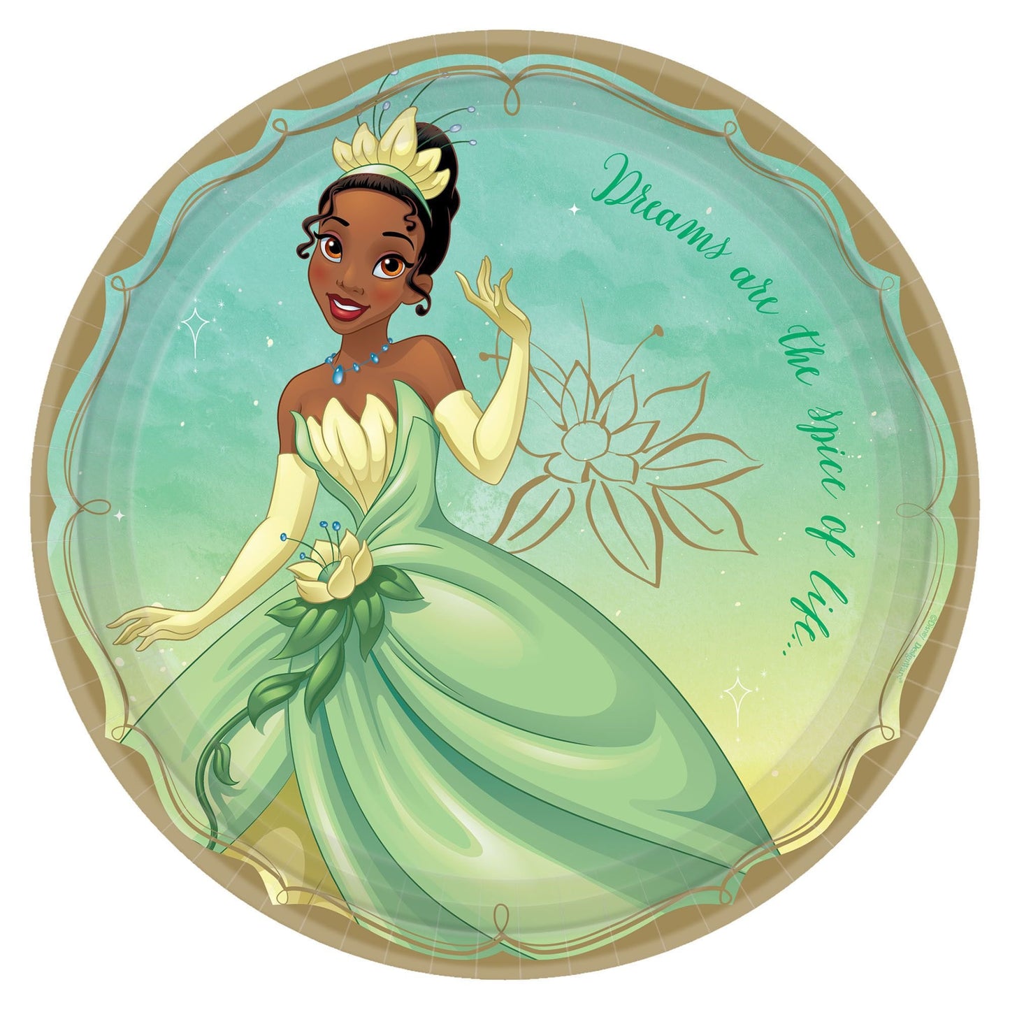 Tiana Princess and the Frog 9" Round Luncheon Plates - 8ct