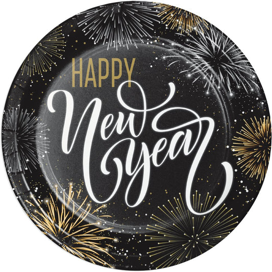 Elegant New Year Dinner Plates - 8ct