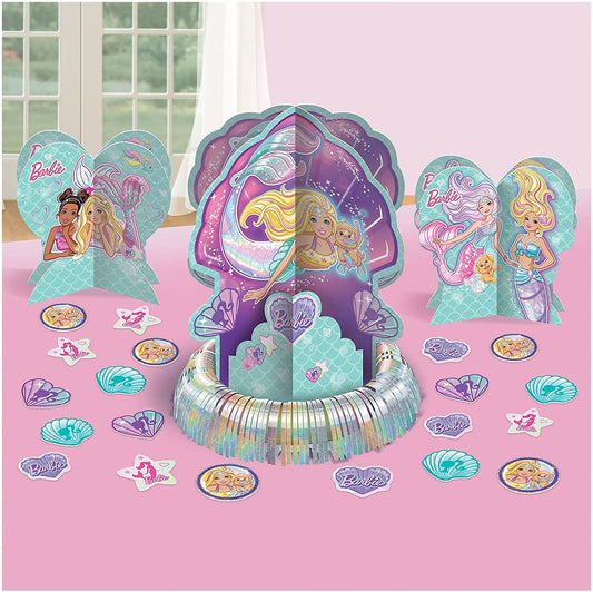 Amscan"Barbie Mermaid" Teal and Purple Party Table Decorating Kit, 23 Pc.