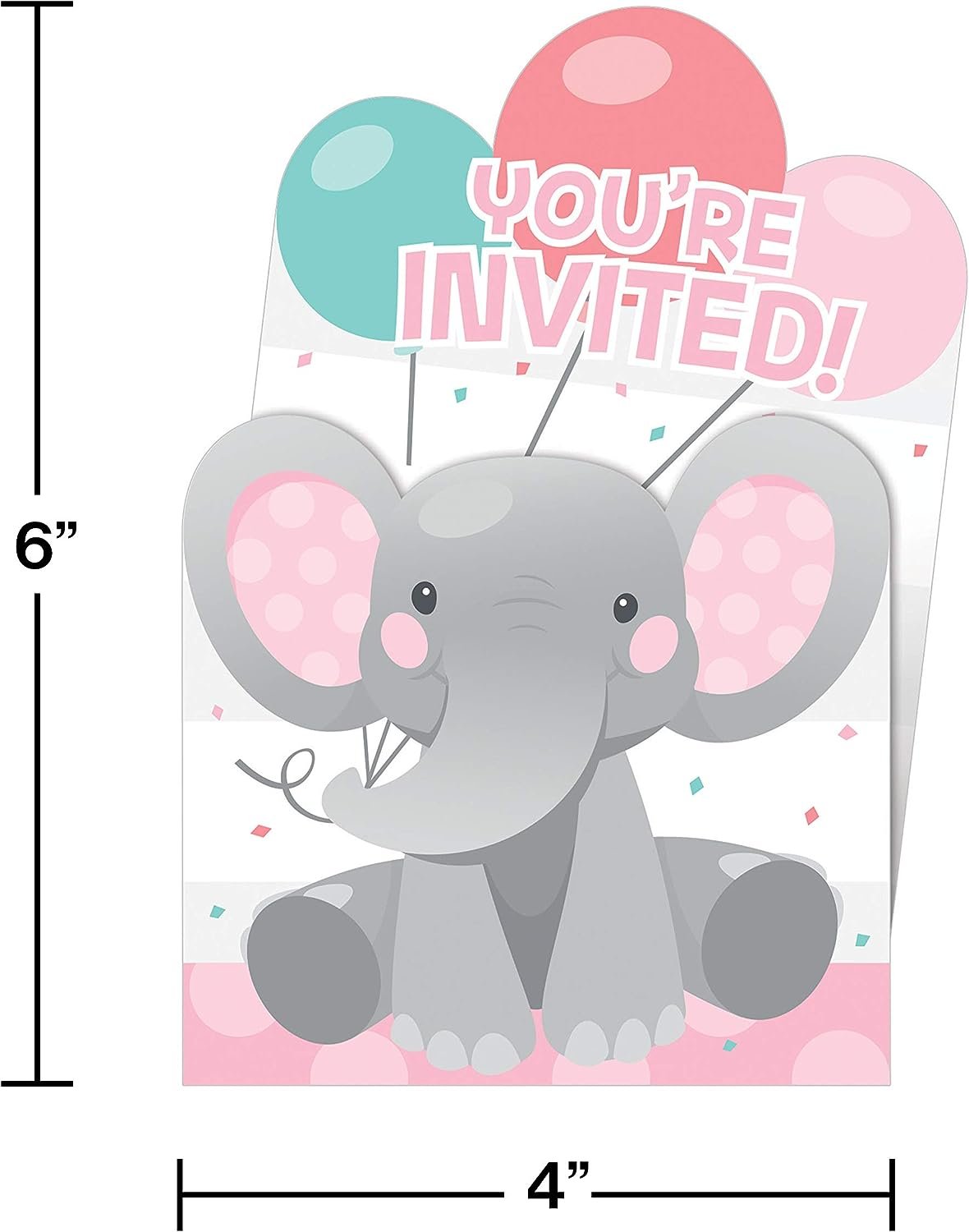 Enchanting Elephants Girl Invitations - 8ct