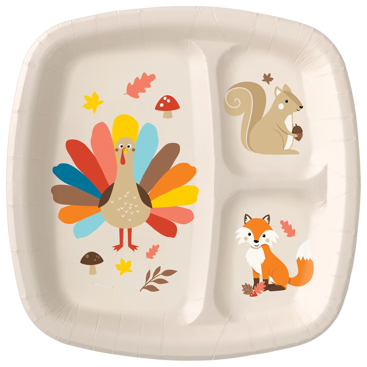 Happy Turkey Day Kids Divided Paper Plates - 8ct