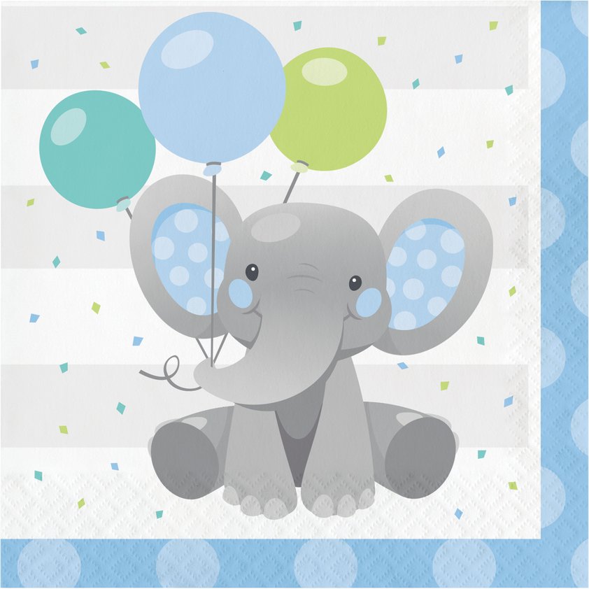 Enchanting Elephants Boy Luncheon Napkins -16ct