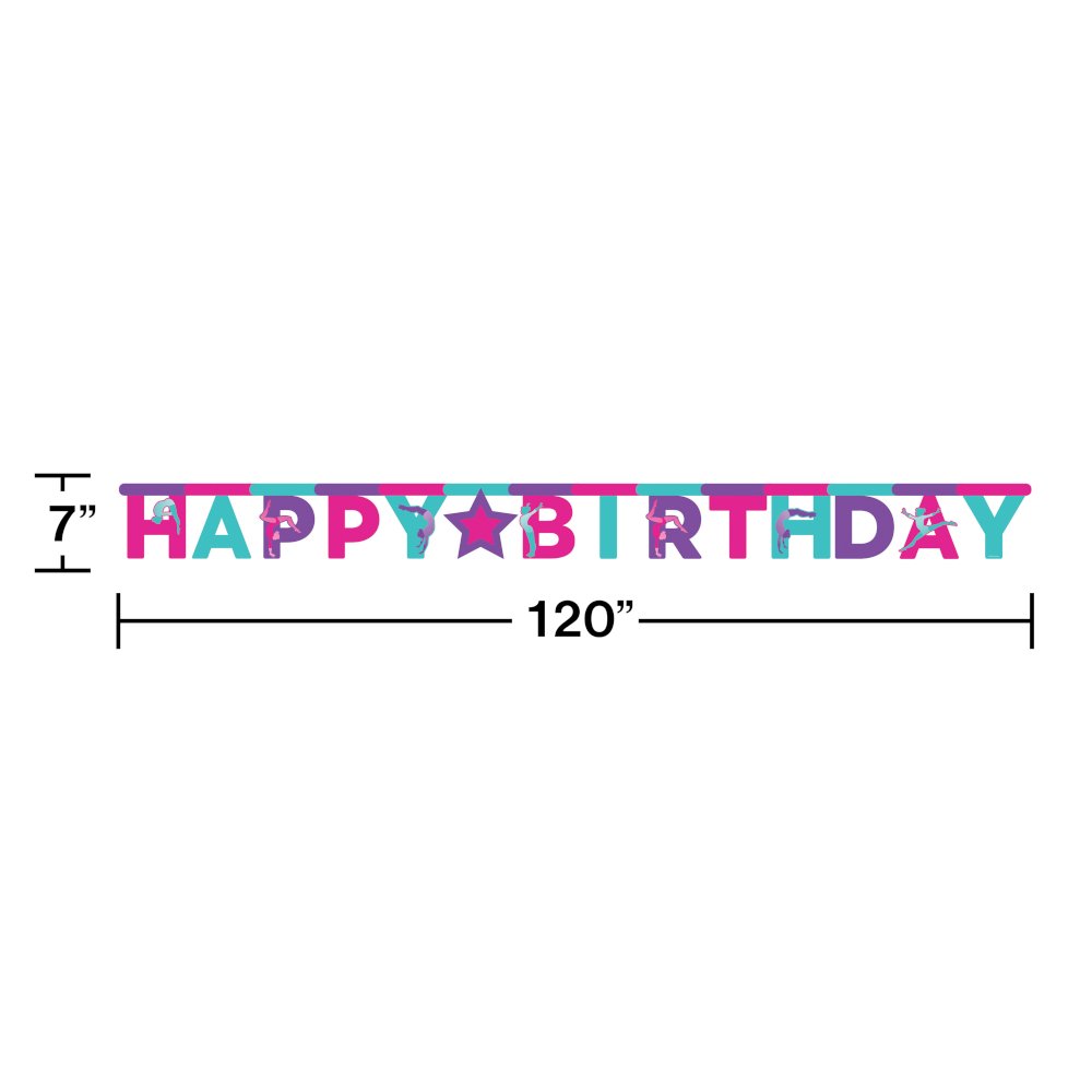 Gymnastics Party Jointed Happy Birthday Banner