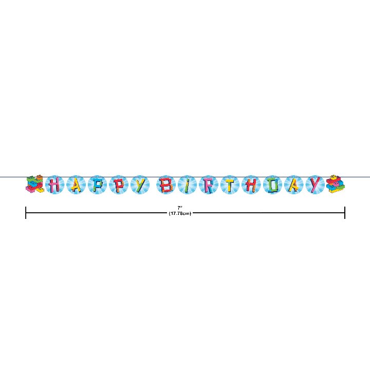 Block Bash Building Block Party Ribbon Banner Shaped - 1ct