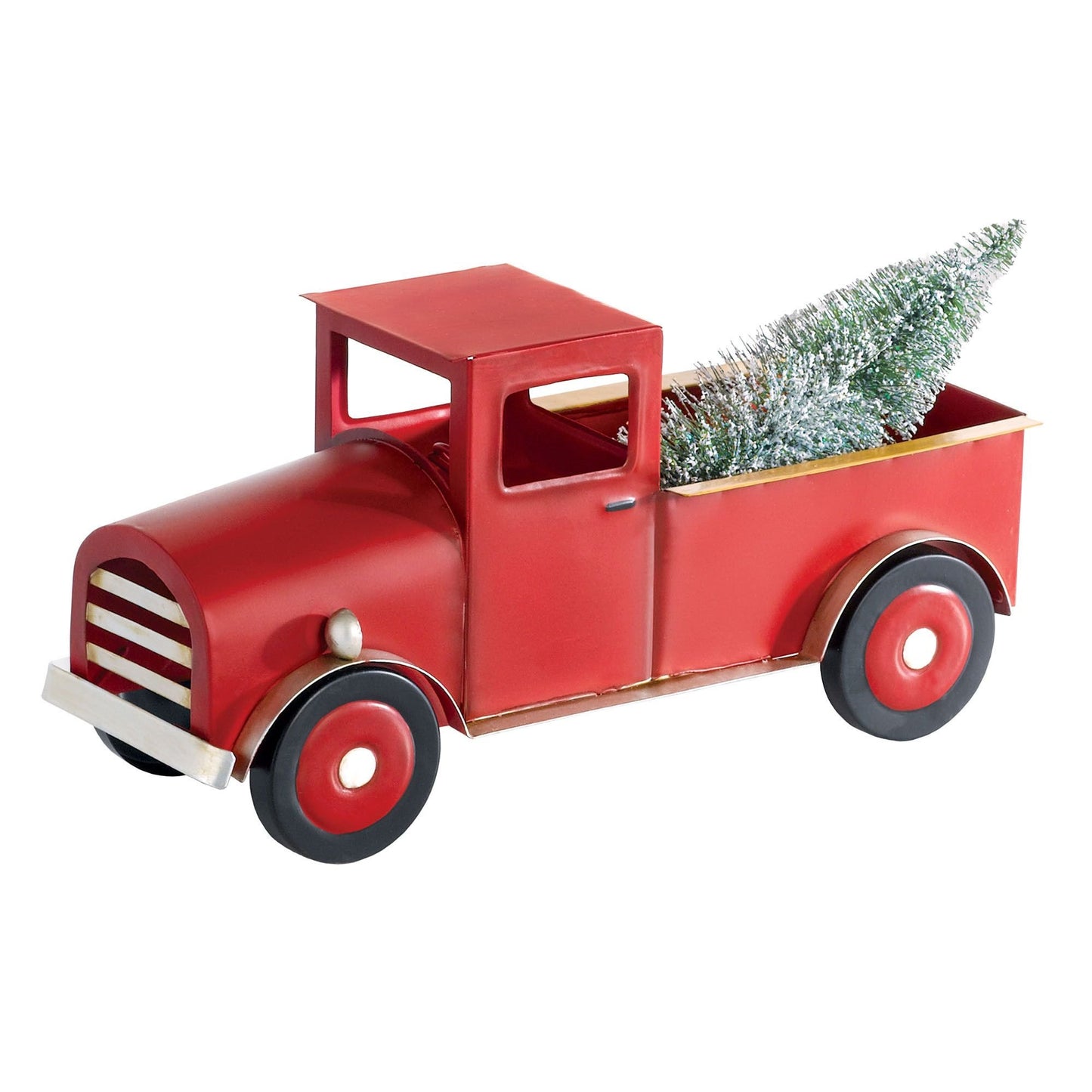 Metal Red Vintage Truck w/ Christmas Tree  - 12"