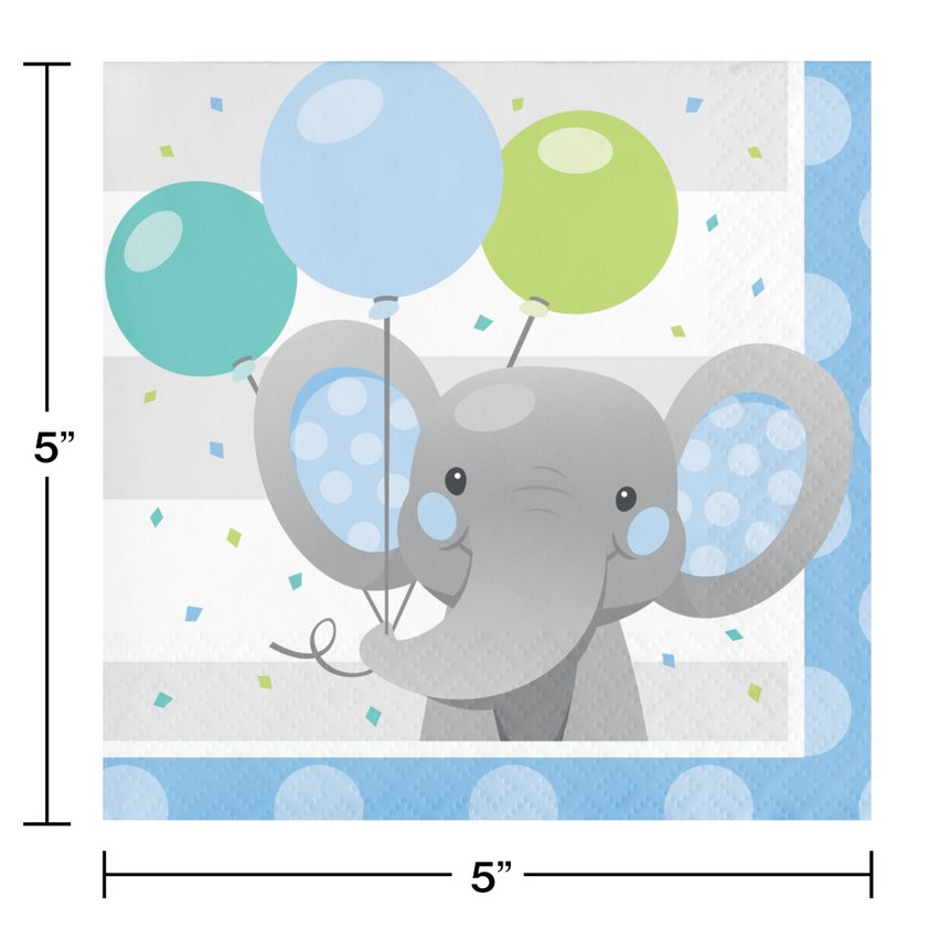 Enchanting Elephants Boy Beverage Napkins - 16ct