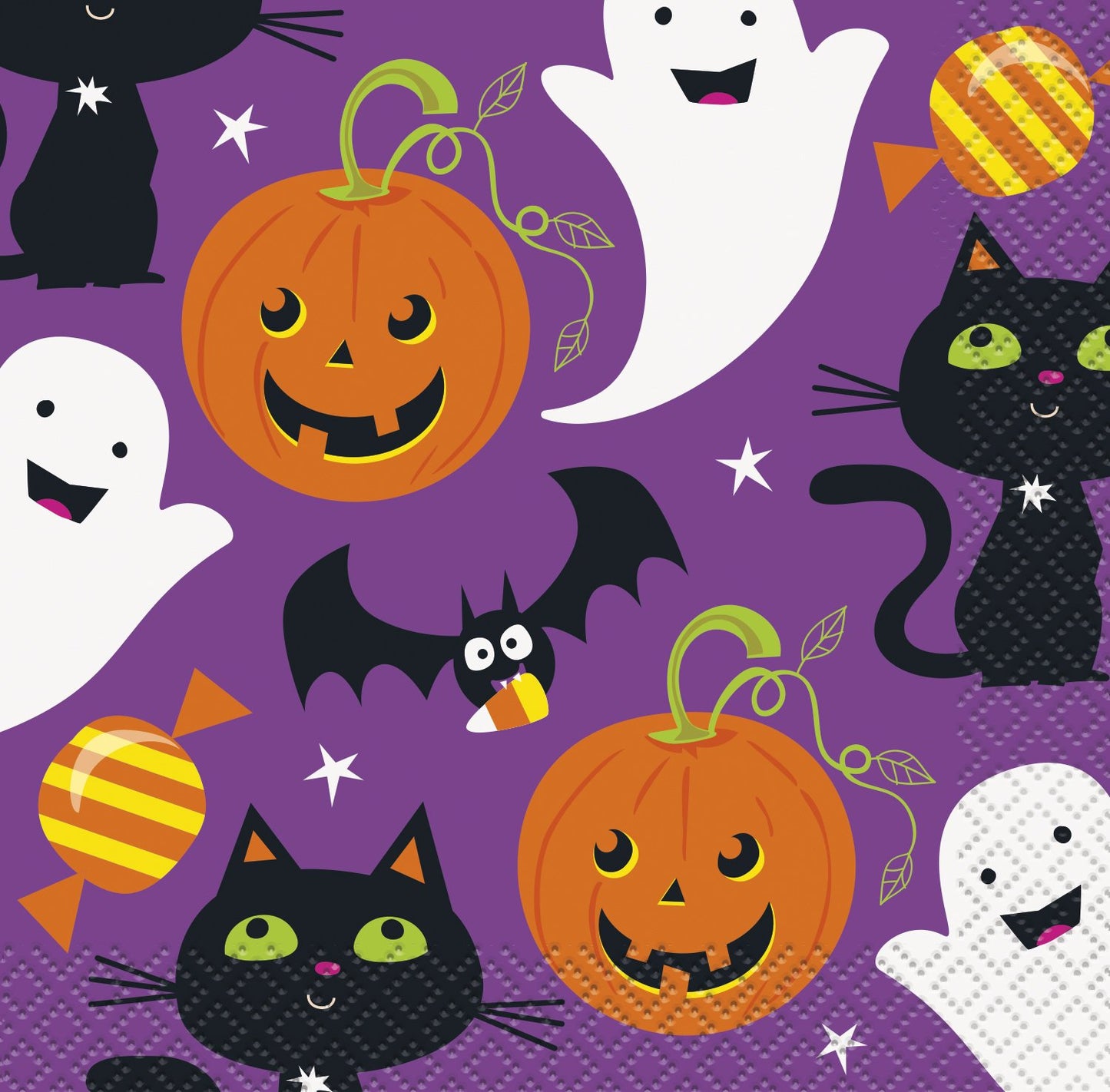 Halloween Cat & Pumpkin Beverage Napkins - 16ct