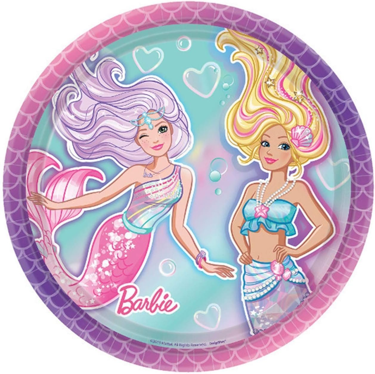 Barbie Mermaid Round Iridescent 9" Paper Plates - 8ct