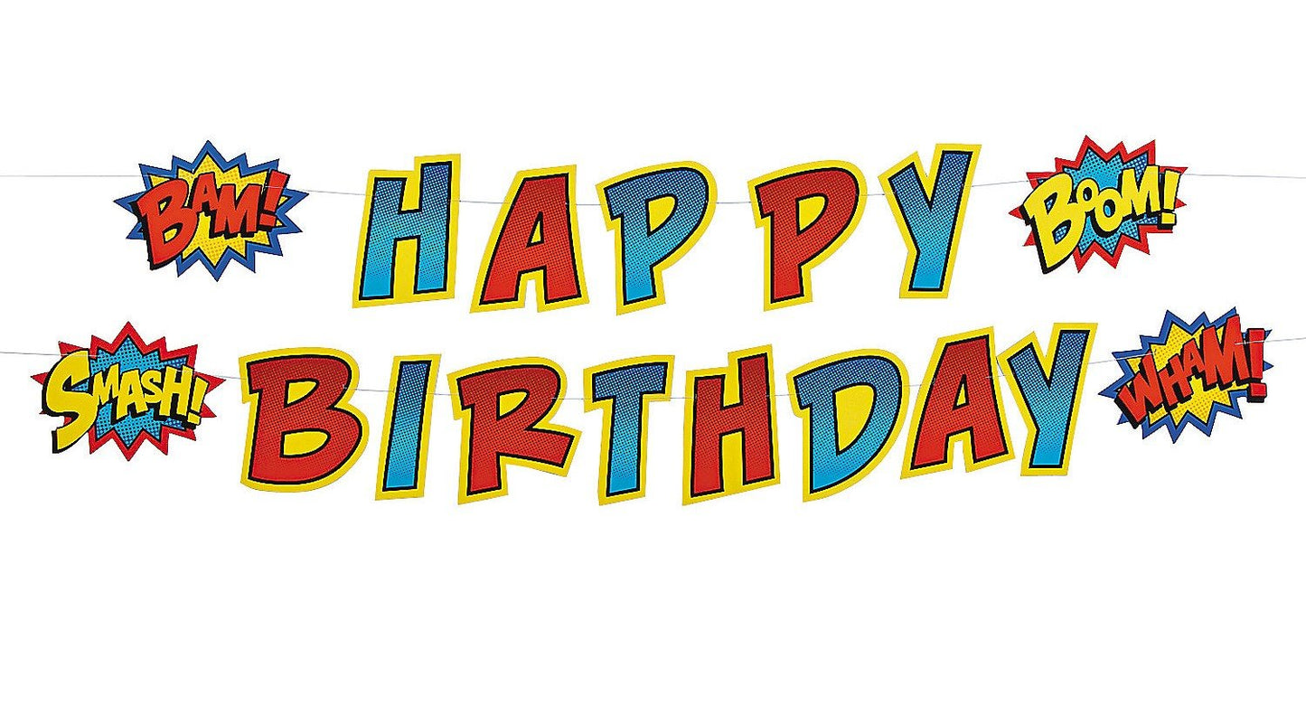 Superhero Birthday Party Banner - 7ft