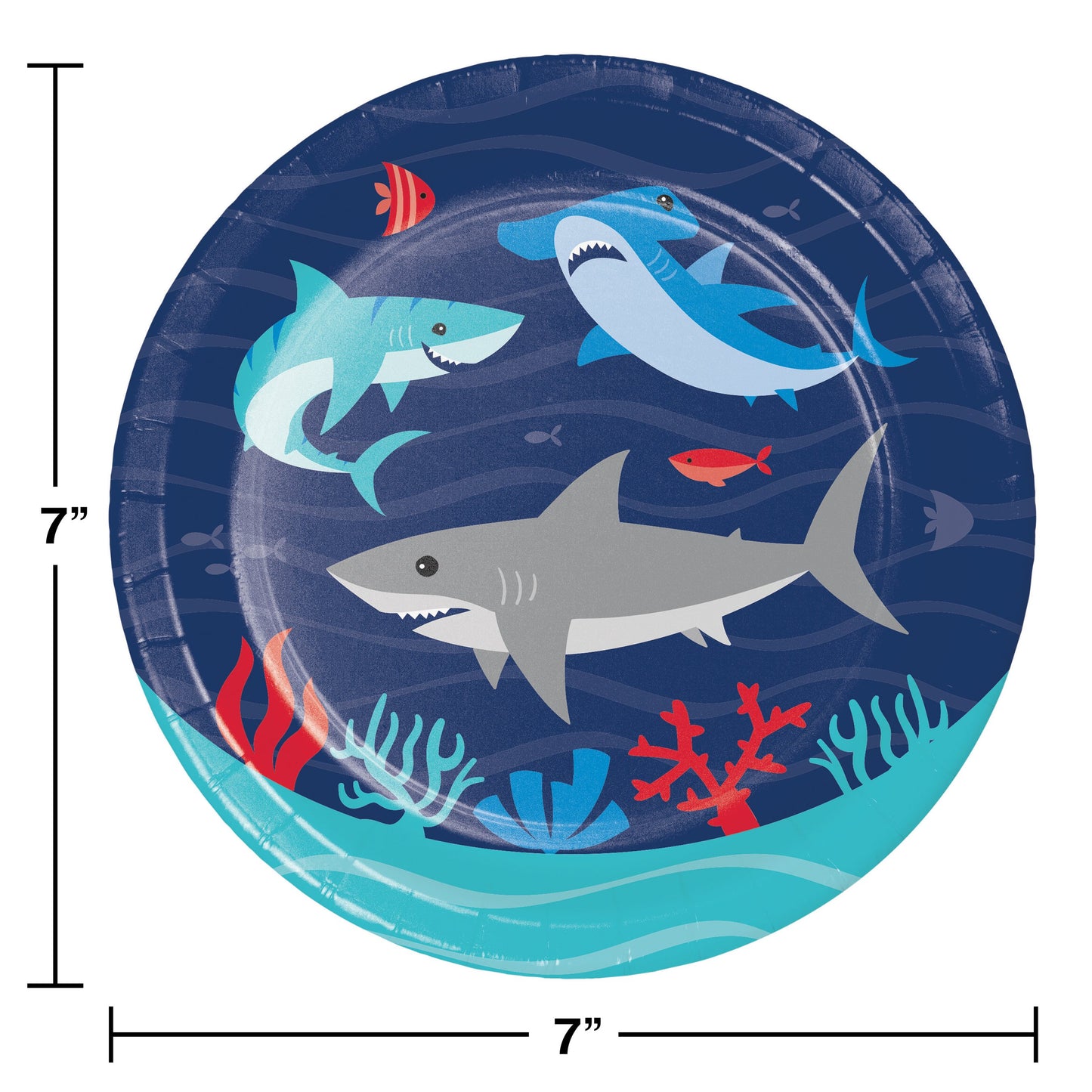 Shark Party Dessert Plates - 8ct