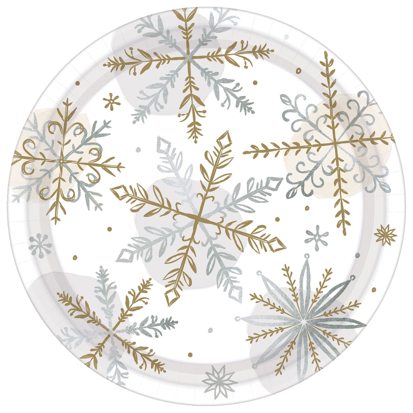 Shining Snow Round Metallic 7" Plates - 8ct