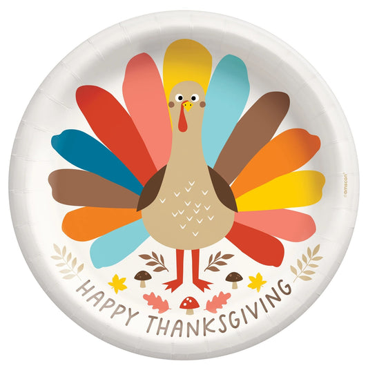 Happy Turkey Day 10" Round Plates - 20ct