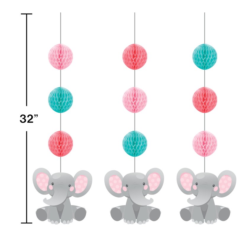 Enchanting Elephants Girl Hanging Cutouts - 3ct