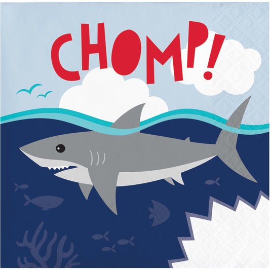 Shark Party Chomp Beverage Napkins - 16ct