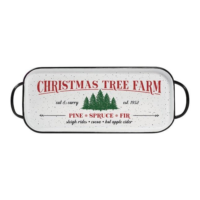 Rustic Farmhouse Style Tree Farm Metal Tray