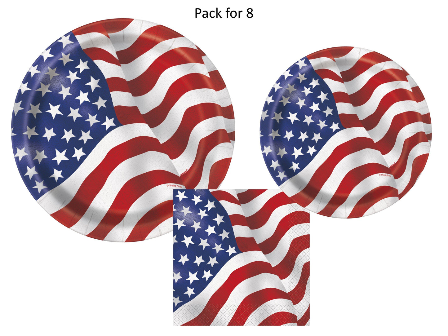 USA Flag Patriotic 4th of July Party Supplies Pack | USA Flag Plates | USA Flag Napkins | Patriotic Plates | Patriotic Napkins