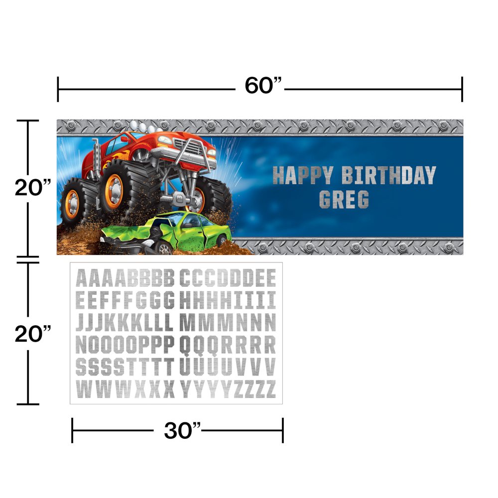 Monster Truck Rally Monster Truck Large Banner - 1ct