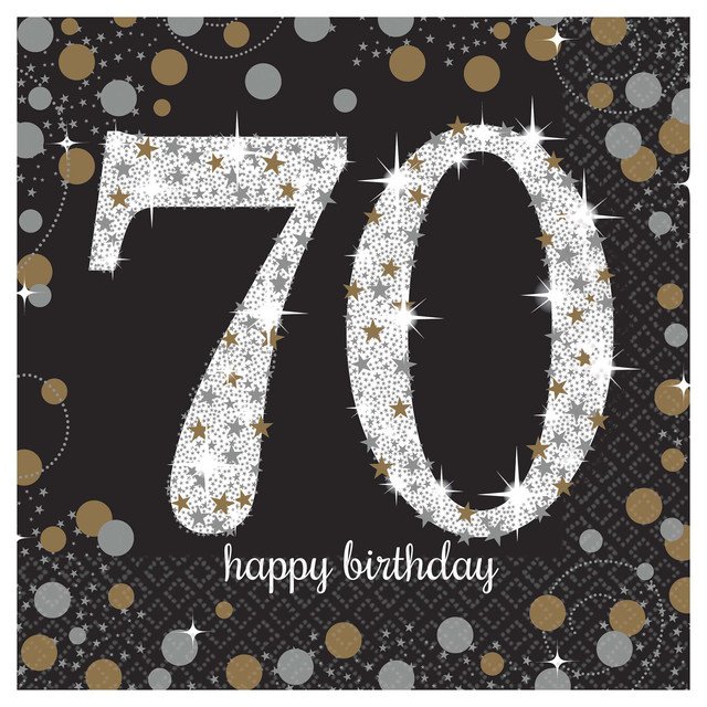 Sparkling Celebration 70th Birthday Luncheon Napkins - 16ct