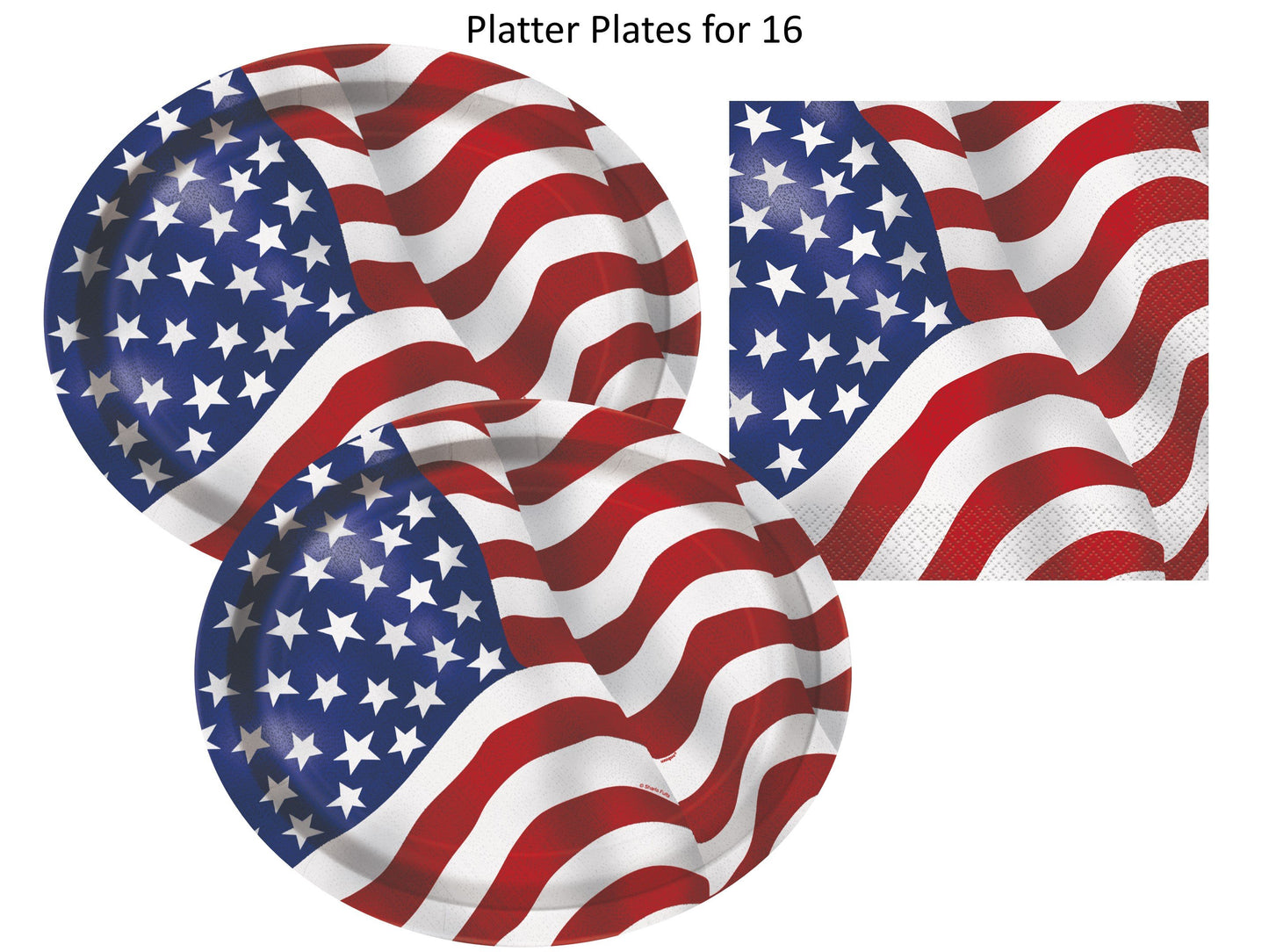 USA Flag Patriotic 4th of July Party Supplies Pack | USA Flag Plates | USA Flag Napkins | Patriotic Plates | Patriotic Napkins