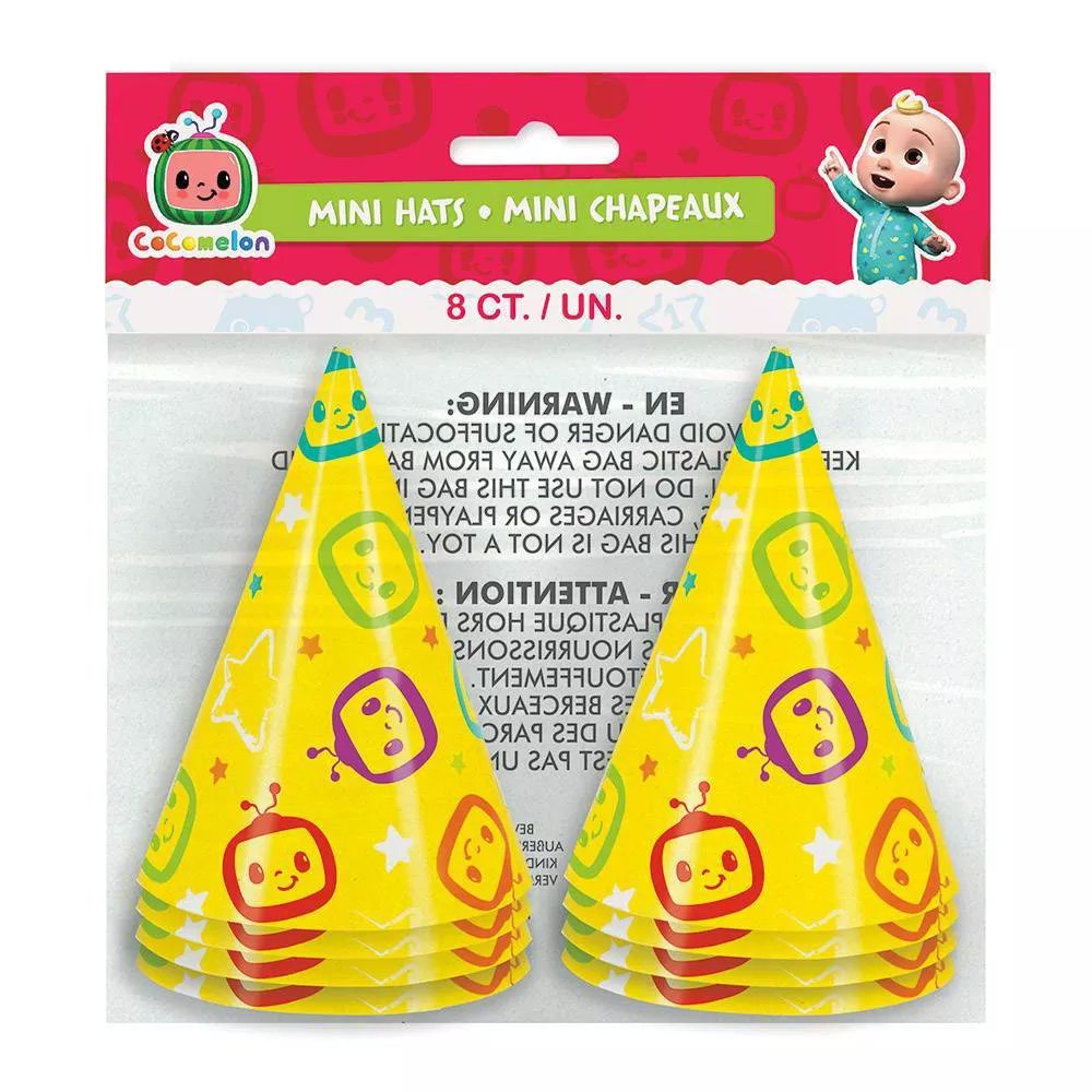 Cocomelon Mini Party Hats - 8ct