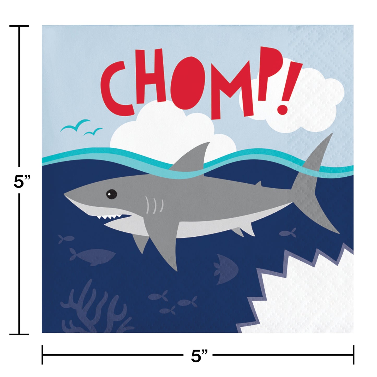 Shark Party Chomp Beverage Napkins - 16ct