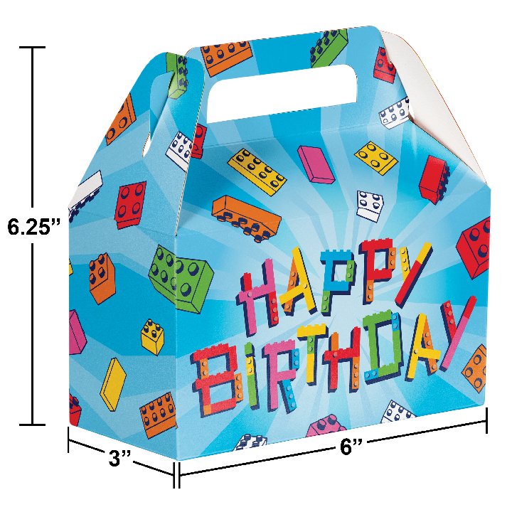 Block Bash Building Block Party Treat Box w/ Dimensional Attachment - 4ct