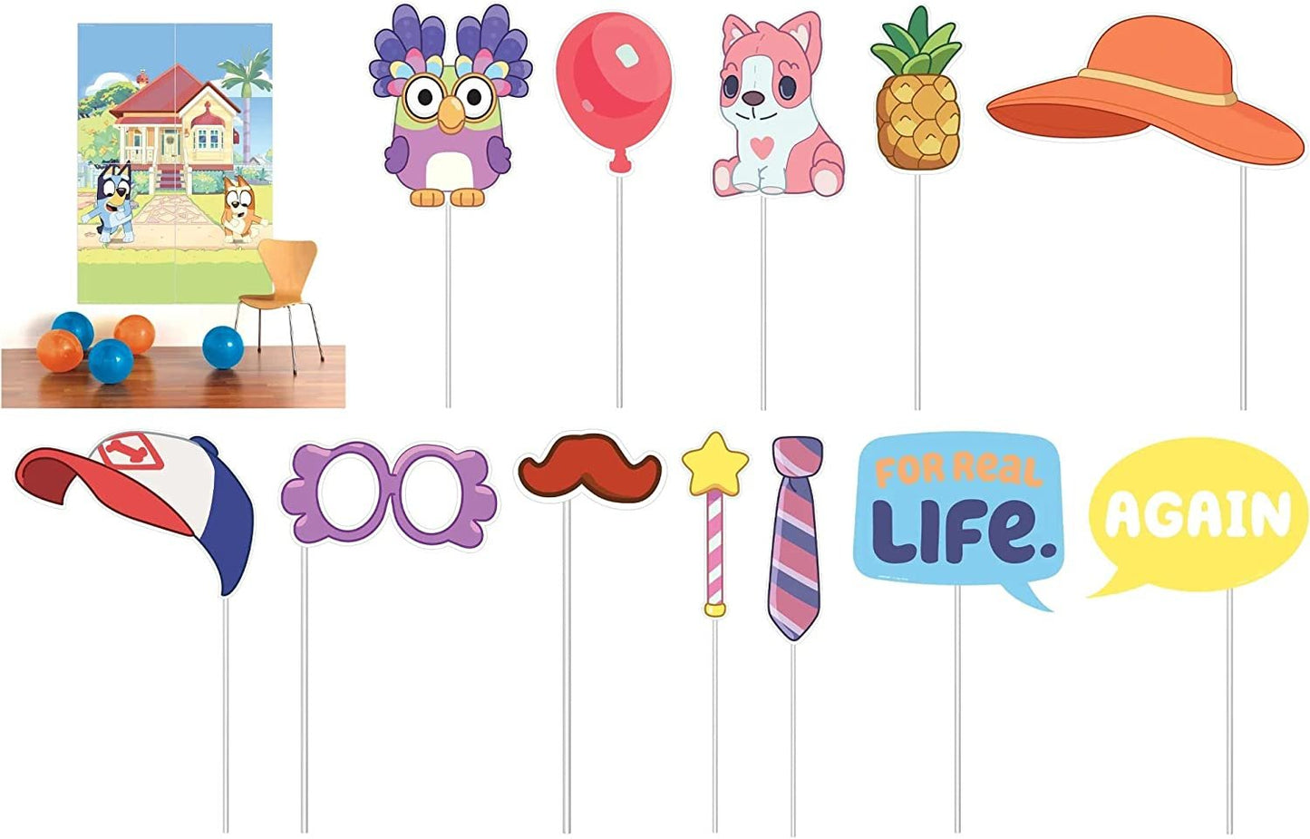 Bluey Scene Setter with Props - 40" x 27 1/2" | Multicolor | 16 Pcs.