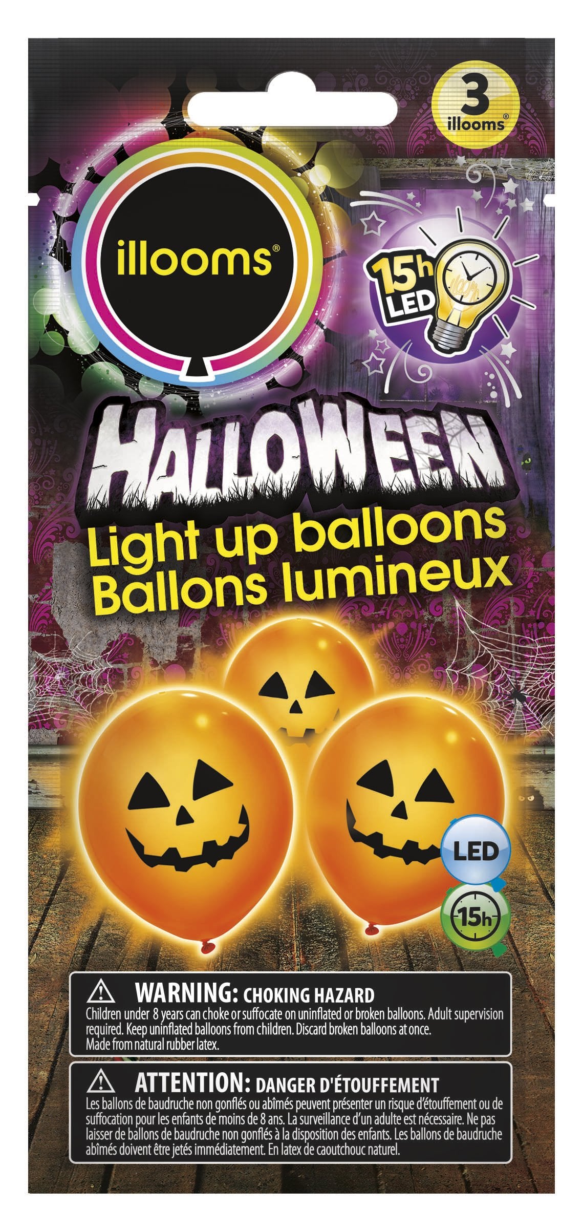 Pumpkin Light Up 9" Balloons - 3ct