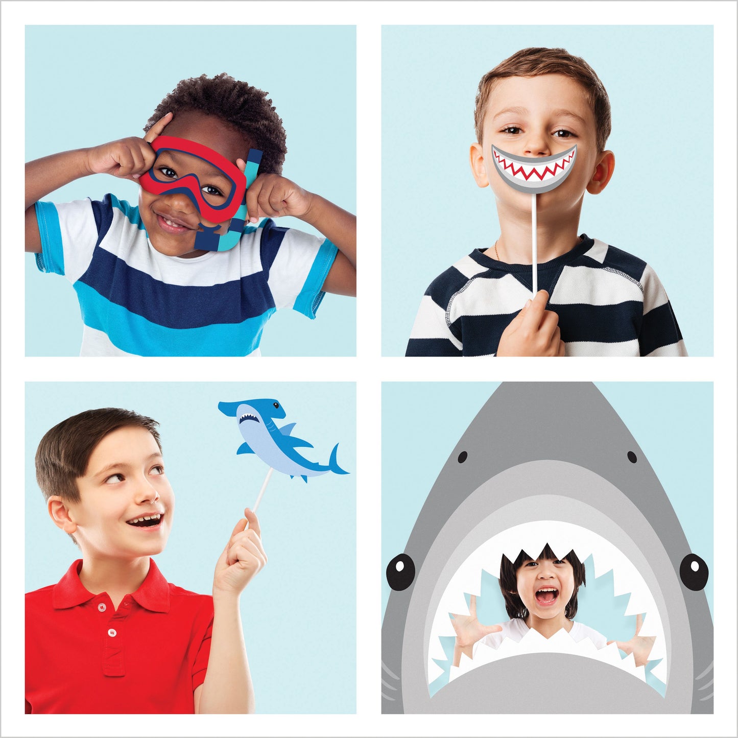 Shark Party Photo Booth Props - 10ct