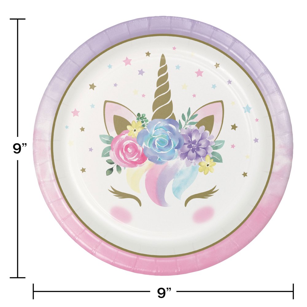 Unicorn Baby Paper Plates 9" - 8 Pack