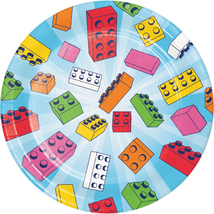 Block Bash Building Block Party Cake Plates - 8ct