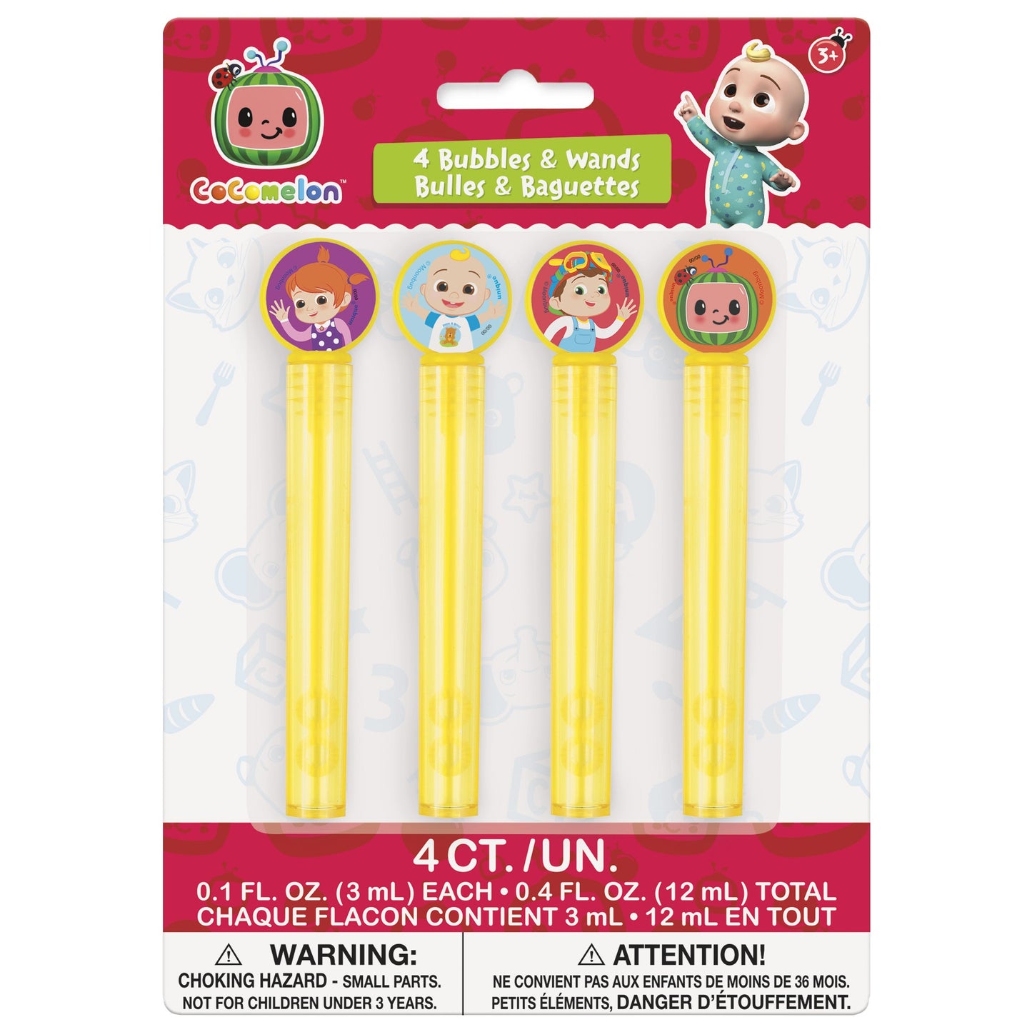 Cocomelon Bubble Tubes & Wands - 4ct