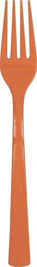 Pumpkin Orange Solid Plastic Forks -18ct