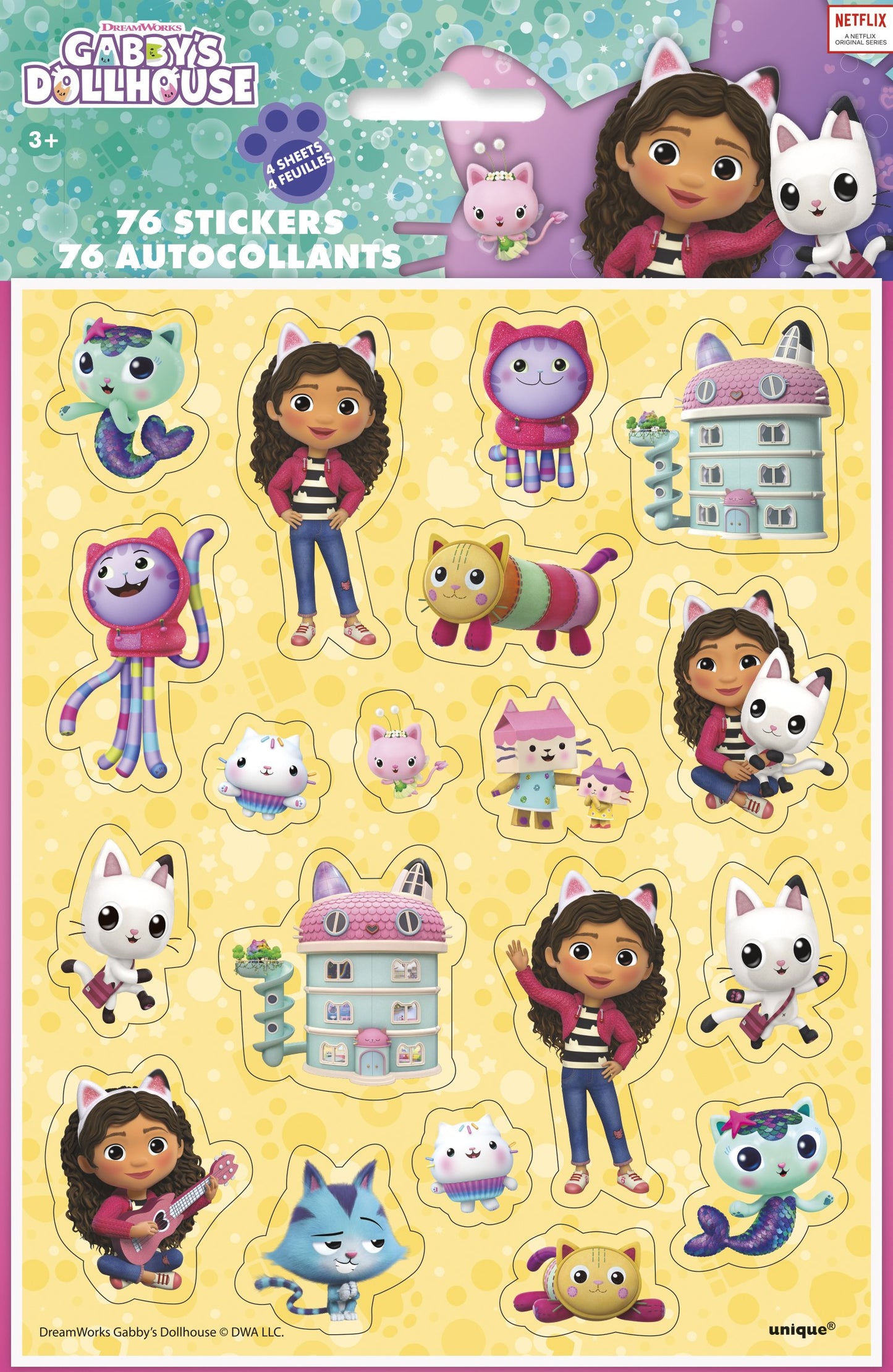 Gabby's Dollhouse Sticker Sheets - 4 sheets (76 stickers)